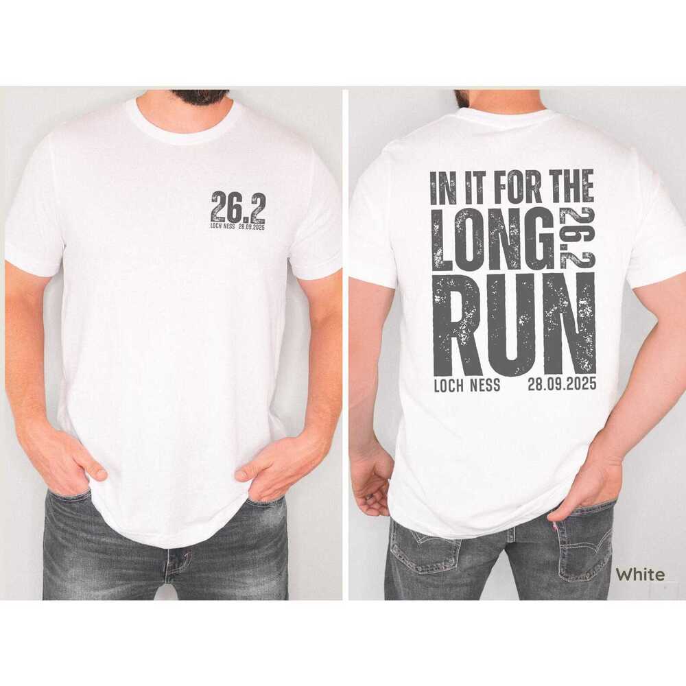 Personalised Marathon T-shirt 2 Sided, Running Motivation Race White Gifts